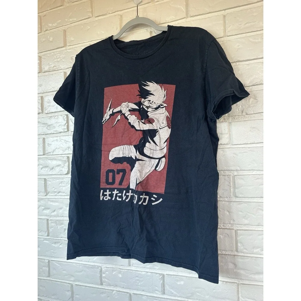 Naruto Shippuden Kakashi Hatake Graphic T‎ Shirt Black Anime Tee Mens Large